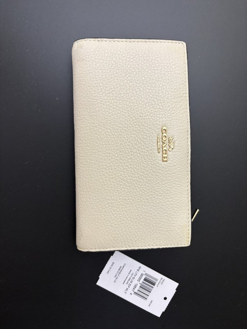 Coach Slim Zip Leather Wallet - White/Chalk